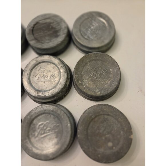 12 Zinc BALL Canning Jar Lids with Milk Glass Inserts Regular Mouth - Picture 3 of 11